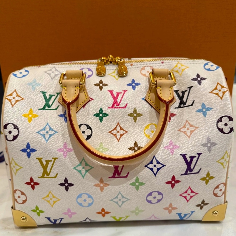 Louis Vuitton Takashi Murakami Speedy 25 Multicolor White 💕